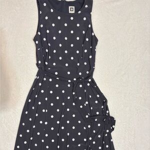 Anne Klein Navy and White Polka Dot Midi sophisticated design Women’s Dress Size